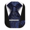 Enlision Mens Navy Paisley Tie and Pocket Square with Tie