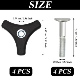 4 juegos de pernos de mango para cortacésped, tornillo de mango triangular, mango de cortacésped universal, tuerca de ala y tornillo, para Honda y la mayoría de accesorios para máquinas de cortacésped