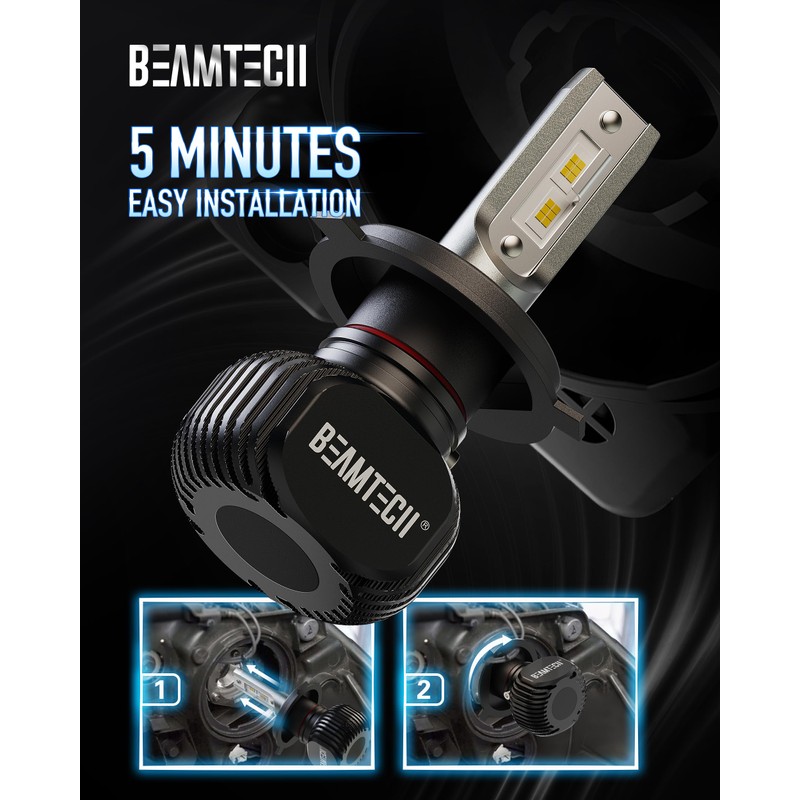 BEAMTECH H4 Bulbs, 900-3 S1 Series Fanless Fog Light, Pack