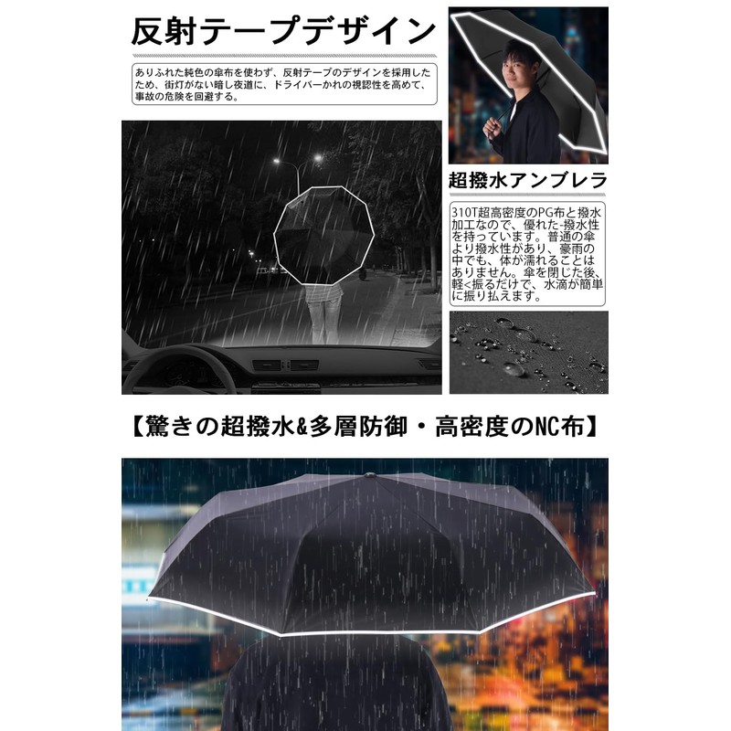 HINOKAZE Folding Umbrella, One-Touch, Automatic Open/Close, Men's, 9.1 oz (260