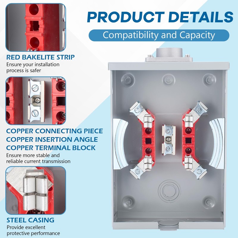 Relaxweex 125a, 4 Jaw Meter Base Meter Socket, 600v 1