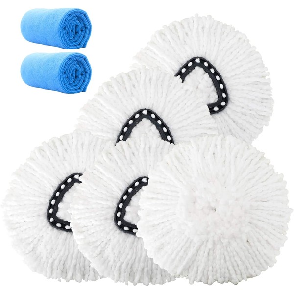 Replacement Mop Head Microfiber Spin Mop Refill Clean Pad Mop Head Refills Easy Cleaning Mop Head Replacement (4 Pack)