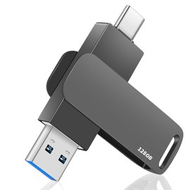 128GB Dual USB 3.0 2 in 1 OTG USB Type-C Jump Drive, Memory Stick for Photos/Videos/Music, External Storage for Smartphones, Tablets, PC, Mac (Black, 128GB)