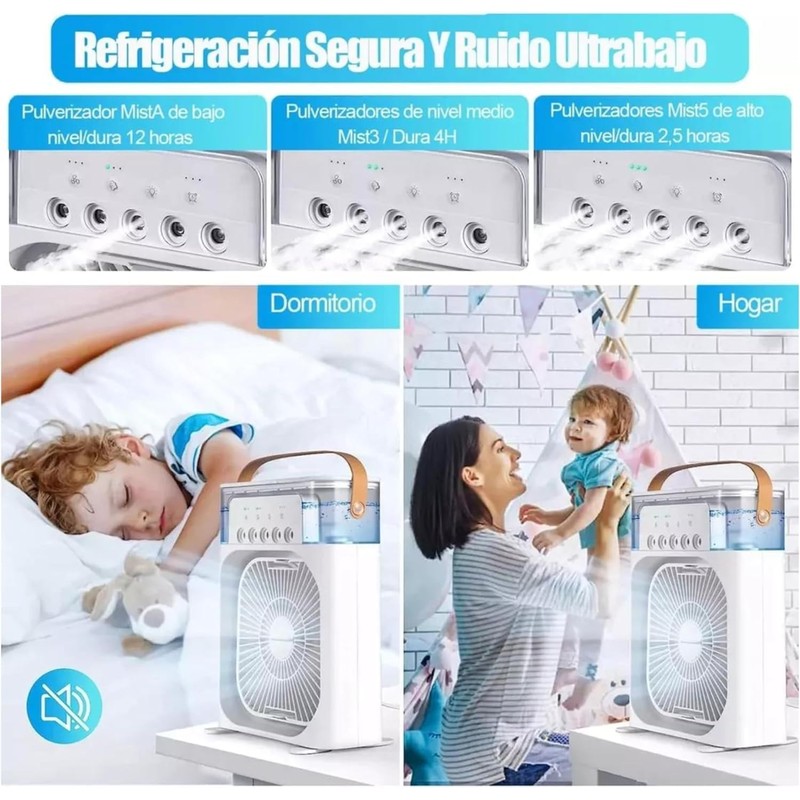 LUXVI Ventilador de Escritorio y Humidificador con Luz LED: Refresca