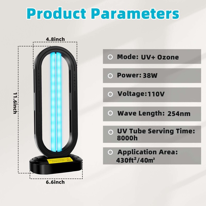 Feefir UV Light Sanitizer,4-Speed Timing and Remote Control UVC Home