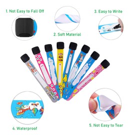 Notfall-Armband für Kinder,8 pcs Notfallarmband Wasserdichtes Sicherheitsarmband-Armbänder Schnapparmband SoS Armband Telefonnummer Kind ID Armbänder Kinderleine,für Jungen Mädchen Kleinkind Baby