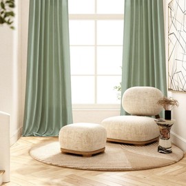 MIULEE Linen Curtains 96 Inch Length for Living Room 2 Panels, Sage Green Rod Pocket Back Tab Light Filtering Semi Sheer Boho Soft Linen Window Drapes Farmhouse Burlap Decor Curtains for Bedroom