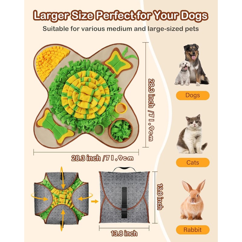 HOPET Snuffle Mat for Dogs Large Breed, 28.3''x28.3'' Interactive Puzzle