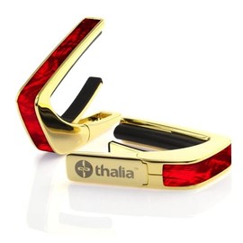 Thalia Capos Exotic Shell Series/RED ANGEL WING Capotast Guitar with 12" Fred Pad (24K GOLD/RED ANGEL WING)