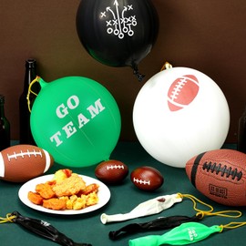 Hollowfly 24 Pcs Football Punch Balloons Bulk for Party Game Favors 18 Inch Punching with Rubber Band Heavy Duty Latex Round Bouncy Fun Balloons for Sport Theme Birthday Party Supplies (Football)