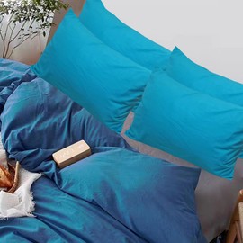 Premium Queen Pillowcases 4 Pack - Blue Standard - Ultra Soft 1800 Thread Count Microfiber- Double Brushed - Allergies Free - Wrinkle Resistant Pillowcase