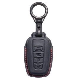 YONUFI for Toyota Key Fob Cover Leather Keychain Car Key Fob Case Protector Compatible for Rav4 Highlander Camry Prius Avalon Corolla Remote Key Holder (Black)