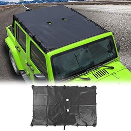 RT-TCZ Soft Leather Sunshade Top Full Length Cover for Jeep Wrangler 2007-2018 JK JKU 4 Door Black