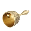 Hand Call Bell 4.7in Long Pure Brass Exquisite Carved Pattern