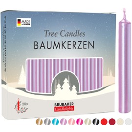BRUBAKER Pack of 20 Wax Tree Candles, Christmas Candles, Pyramid Candles, Christmas Tree Candles, Lilac
