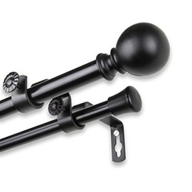 Maykoosh Eclectic Exclusivity Home Decorative Window Double Curtain Rod, Black, Includes Mounting Hardware, Projection Brackets, Brackets, 84" L X 6.25" W X 0.63" H