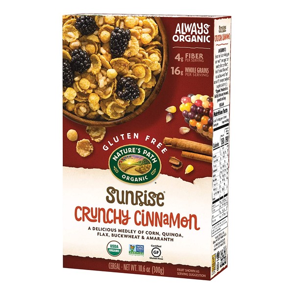 Nature’s Path Sunrise Crunchy Cinnamon Cereal, Healthy, Organic, Gluten-Free, 10.6 Ounce Box (Pack of 12)