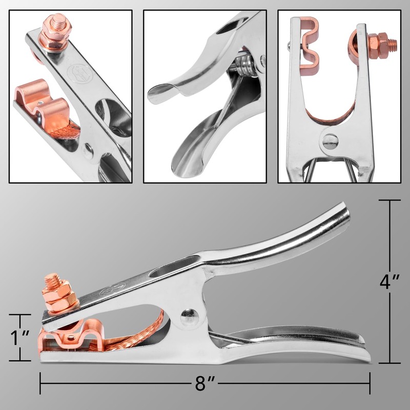 Spartan Power Welding Ground Clamp 400A Copper Plated Jaw, Braided