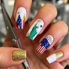FIEONCIY Independence Day Press on Nails Square Shaped Acrylic Medium