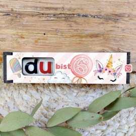 Generisch Geschenk Mädchen 6 Jahre - Schokoriegel Geschenkbox inkl. Duplo Einhorn - Geschenk 6 Jahre Mädchen, Mädchen 6 Jahre Geschenkideen, Geschenke für 6 Jährige Mädchen, 6 Jahre Mädchen, Mädchen 6 Jahre