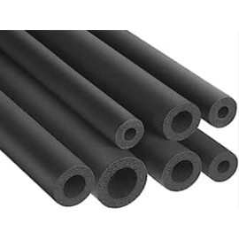 Unbranded 5 pieces Black Foam Rubber Pipe Tubing Heat and Cool Insulation 6 Foot Long - 1/2" Inches