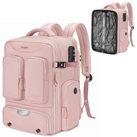 Taygeer Vacuum Backpack, Expandable Vacuum Seal Carry on Backpack with Rain Cover, 17'' laptop Compression Backpacks Travel with Shoe Compartment, TSA Approved Personal Item Compression Back Pack,Pink