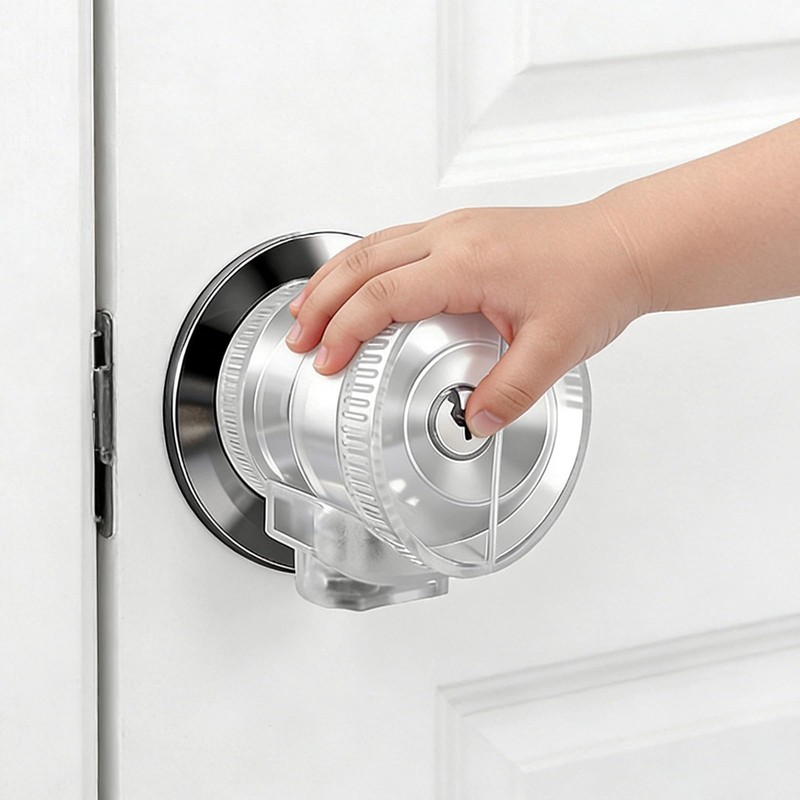 Door Knob Safety Self-locking Cover for Kids,Prevent Childproof Opening,Easy Install&Use,Child