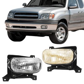 PIAOYUE- For 2000 2001 2002 2003 2004 2005 2006 Toyota Tundra Replacement Halogen Fog Lights w/Steel Bumper 1 Pair Left+Right Side Black Housing Clear Lens