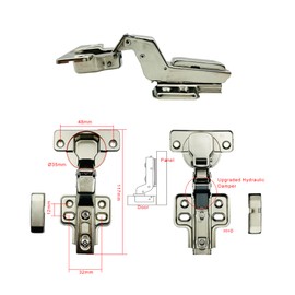 GEFONG 105 Degree Clip-on Inner Stop Soft Close Hydraulic Hinges 35 mm with Shock Absorber Damping Mute Hinge for Wardrobe Wardrobe Door Kitchen Cabinet Door Pack of 8