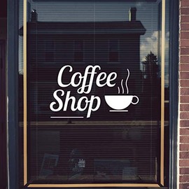 Coffee Shop Contemporary Window Sign Vinyl Graphics Sticker Shop Cafe Coffee Shop Restaurant