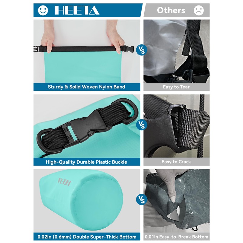 HEETA Waterproof Dry Bag for Women Men (Upgraded Version), Roll