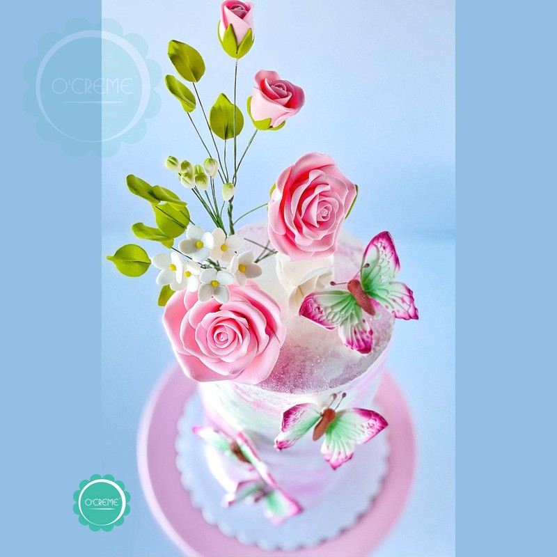 O'Creme Garden Roses Gumpaste Flower Set, Pink