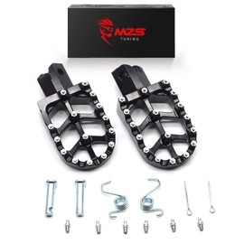 MZS Motorcycle Foot Pegs, Motocross Footpeg MX Footrest Rest Pedal CNC Black Compatible with XR50R CRF50F CRF70F XR100R XTZ250 A110 BT200X SSR125 RFZ Z40 MAX Dirt Mini Pit Bike