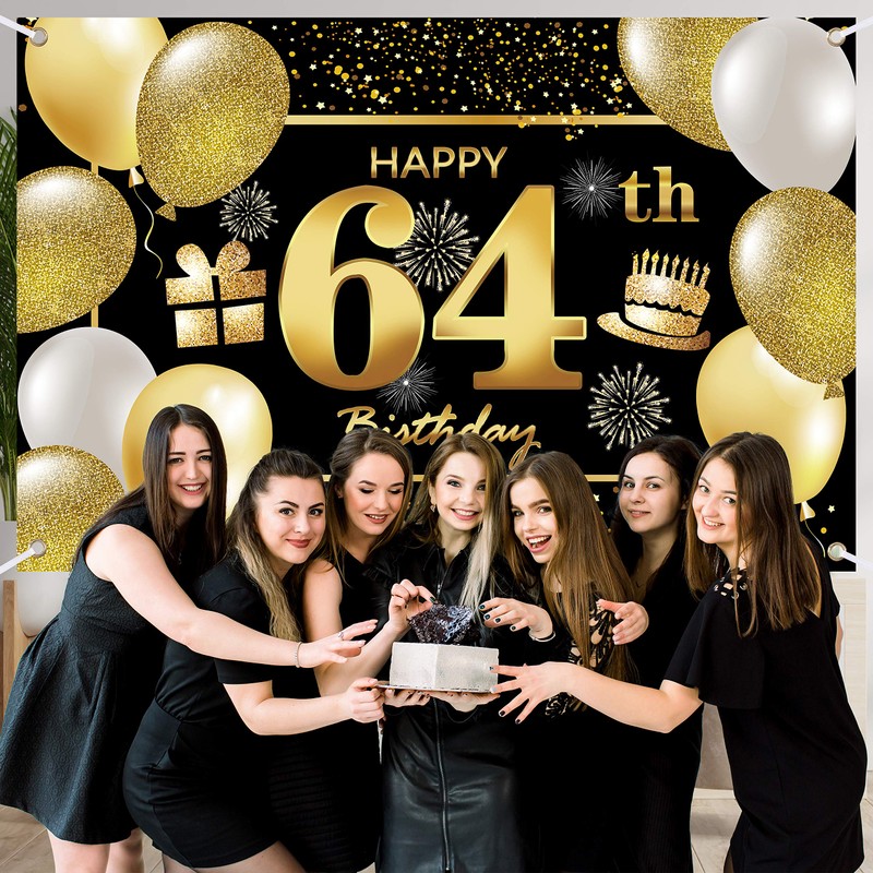 64th Happy Birthday Banner IMISI Birthday Decorations Birthday Backdrop Decorations