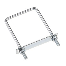 sourcing map Pack of 2 M8 square U-bolts, square U-bolts, 3-1/8 inch (80 mm) with nut frame and fasteners, carbon steel