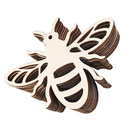 NUOBESTY 20pcs Unfinished Bee Wooden Cutouts Hollow-out Bee Wood Slices Bee Shaped Wooden Discs Blank Bee Wooden Craft