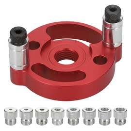 Zocipro Woodworking Center Finder Tool Kit, Aluminium Alloy Drill Guide Locator with 3/4/5/6/7/8/9/10mm Drill Bushings for Vertical Hole Drilling (Red)