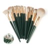 Set Brochas De Maquillaje 14 Piezas Profesional Y Verde