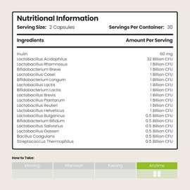 VitaBright Bio Cultures Complex Probiotics for Women & Men | 45 Billion CFU | 17 Strains | 60 Probiotic Capsules with Prebiotics | with Lactobacillus Reuteri Acidophilus Probiotic Bacterial Cultures