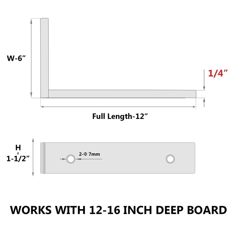 NEODROP 8-Pack 12 Inch Heavy Duty Shelf Brackets, Premium Floating