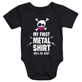 MoonWorks® Short-Sleeved Baby Bodysuit My First Metal Shirt Hardrock Heavy Metal Organic Cotton, Metal Shirt 3 Black