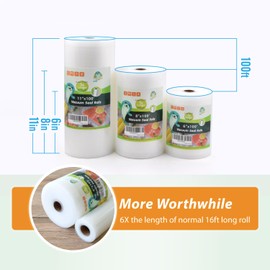 Happy Seal Vacuum Sealer Bags 8" x 100' Rolls for Food Saver, Custom Fit Vac Storage Bags, Meal Prep or Sous Vide, Commercial Grade Vacuum Seal Freezer Bags