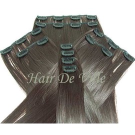 10 Pcs Full Head Heat Resistant Synthetic Clip In Hair Extensions long 22 Inches 135 g Color #4 Medium Brown