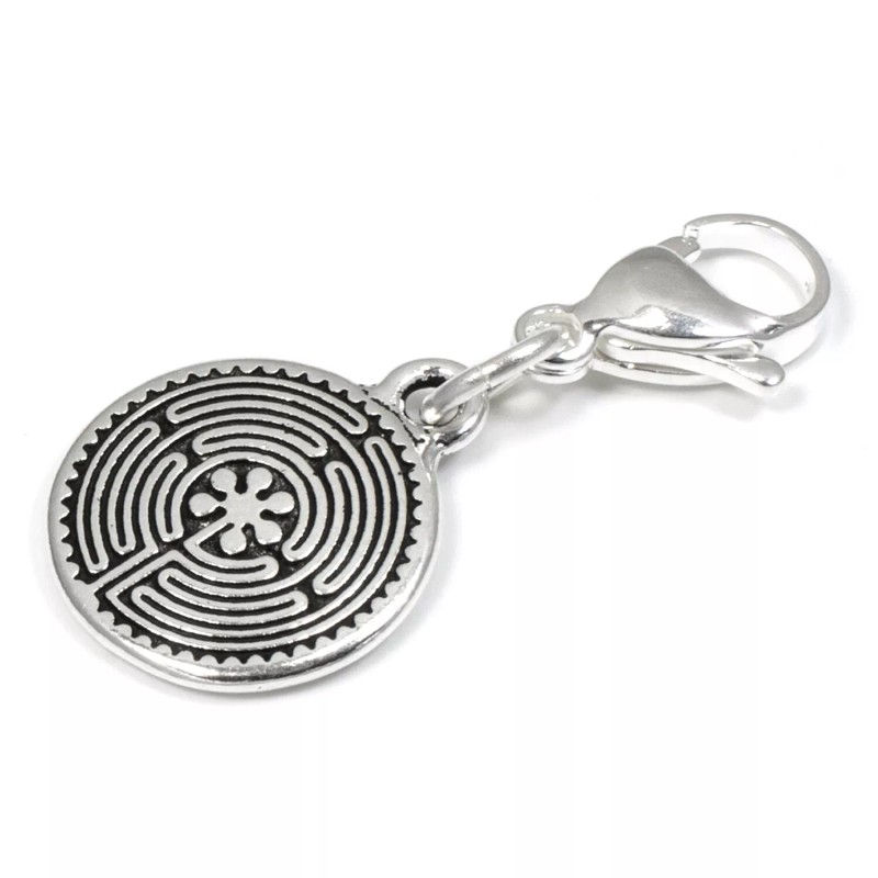 Hackberry Creek Silver Labyrinth Clip on Charm, Zipper Pull, Purse