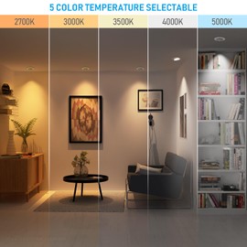 TORCHSTAR 6 Inch 5CCT LED Gimbal Retrofit Recessed Light Dimmable, 2700K/3000K/3500K/4000K/5000K, 12W CRI90 Directional Eyeball Can Light, Swivel Adjustable Spotlight Downlight ETL, Pack of 4