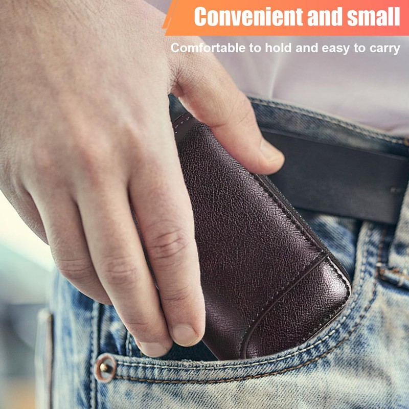 DUSCOKE Leather Car Key Chain Bag with Zipper & 6