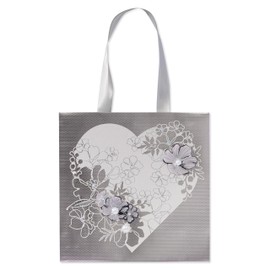 Papyrus 8.5" Medium Wedding Gift Bag (Floral Lace Heart) for Valentines, Weddings, Bridal Showers, Engagement, Anniversaries and All Occasions (1 Bag)