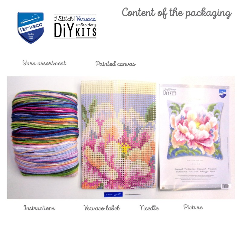 Vervaco - Kit de cojín de punto de cruz, camelia,
