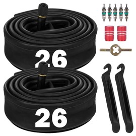 26 inch Bike Inner Tube, 2Pcs Heavy Duty Bicycle Tire Tubes for 26x1.75/1.95/2.25 ETRTO 47/57-406 TR4A-34L Valve with Tire Lever, Mountain Bike Tire Tubes