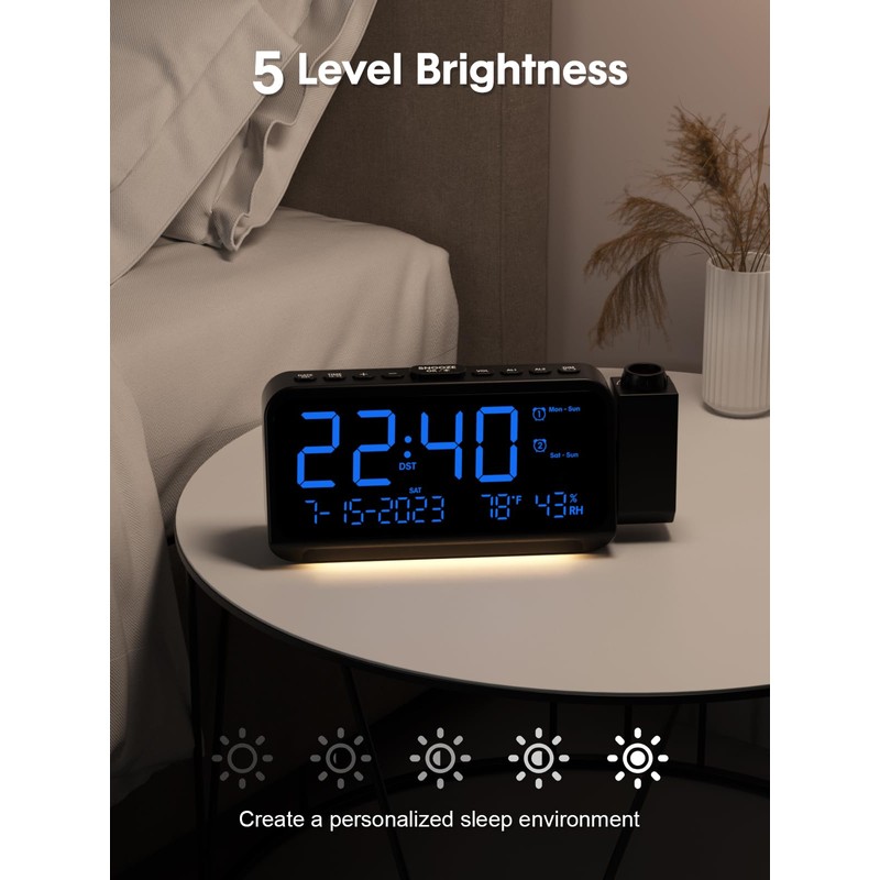 ROCAM Projection Alarm Clock, Digital Clock with Projector on Ceiling